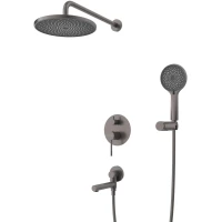 Душевой комплект Cezares Relax RELAX-VDSET-GM 220 мм, со смесителем, оружейная сталь матовый