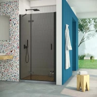 Душевая дверь Vegas Glass AFP Retta 110 02M 07 L 110 см L, профиль черный матовый, стекло графитовое