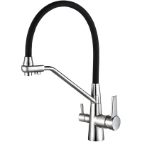 Смеситель для кухни Zorg SH SH 903-6 CR с подключением к фильтру, гибким изливом, хром