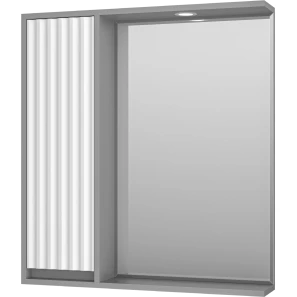 Изображение товара зеркальный шкаф brevita balaton bal-04075-01-01л 73x80 см l, с подсветкой, выключателем, белый матовый/серый матовый