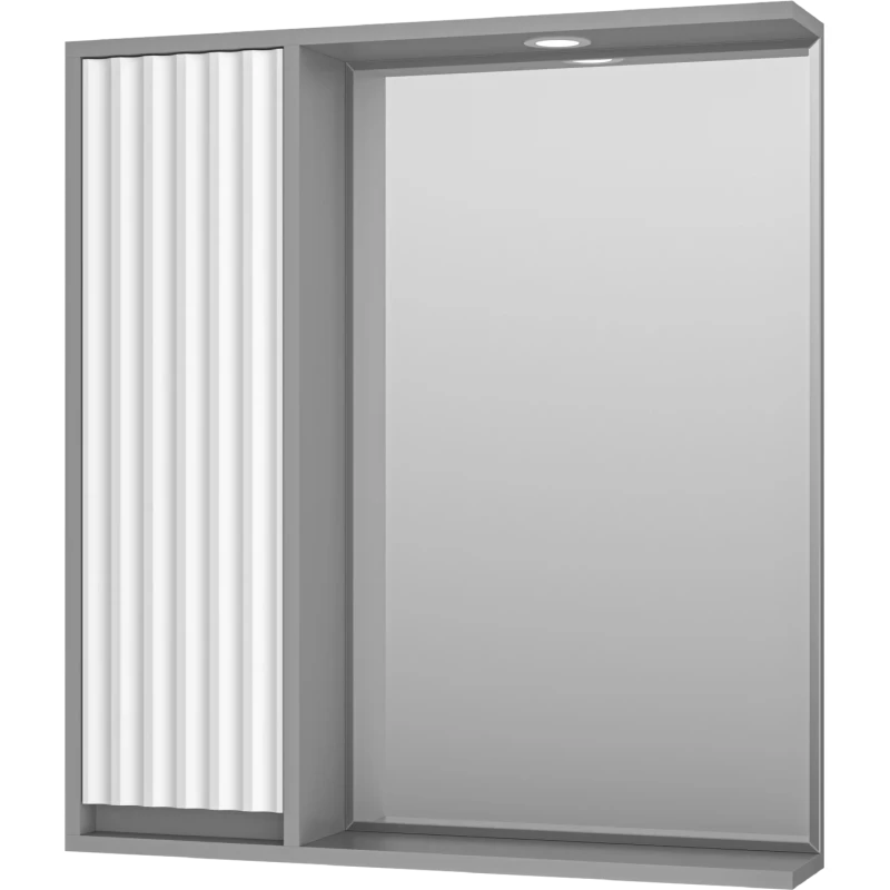 Зеркальный шкаф Brevita Balaton BAL-04075-01-01Л 73x80 см L, с подсветкой, выключателем, белый матовый/серый матовый