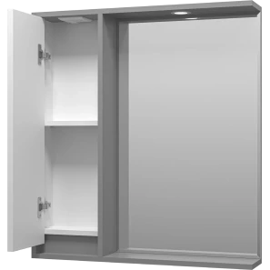 Изображение товара зеркальный шкаф brevita balaton bal-04075-01-01л 73x80 см l, с подсветкой, выключателем, белый матовый/серый матовый