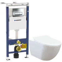 Комплект подвесной унитаз Creavit Free FE320-11CB00E-0000 + KC0903.02.0000E + система инсталляции Geberit 458.125.21.1