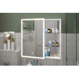 Изображение товара зеркальный шкаф misty аперио мвк006 80x80 см l, с led-подсветкой, сенсорным выключателем, диммером, белый матовый