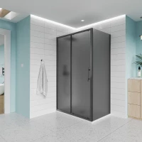 Душевой уголок Veconi Evo E1-SP-B-10070-12-C9 100x70 см, профиль черный матовый, стекло тонированное матовое