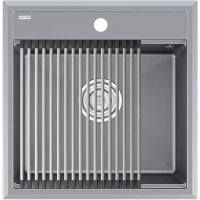 Кухонная мойка Paulmark Stepia PM115051-GRM+R375-BS 50x51 см, серый металлик