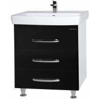 Тумба с раковиной черный глянец/белый глянец 70 см Bellezza Рокко 4635311660047 + 4620000148555