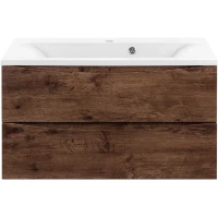 Тумба с раковиной темное дерево 90 см Vincea Mia VMC-2MA900RW + VCB-3M900W