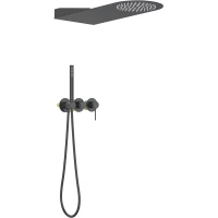 Душевой комплект Timo Saona SX-2340/03SM 230 мм, со смесителем, черный матовый