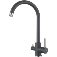 Смеситель для кухни GranFest Z-5420 с подключением к фильтру, темно-серый