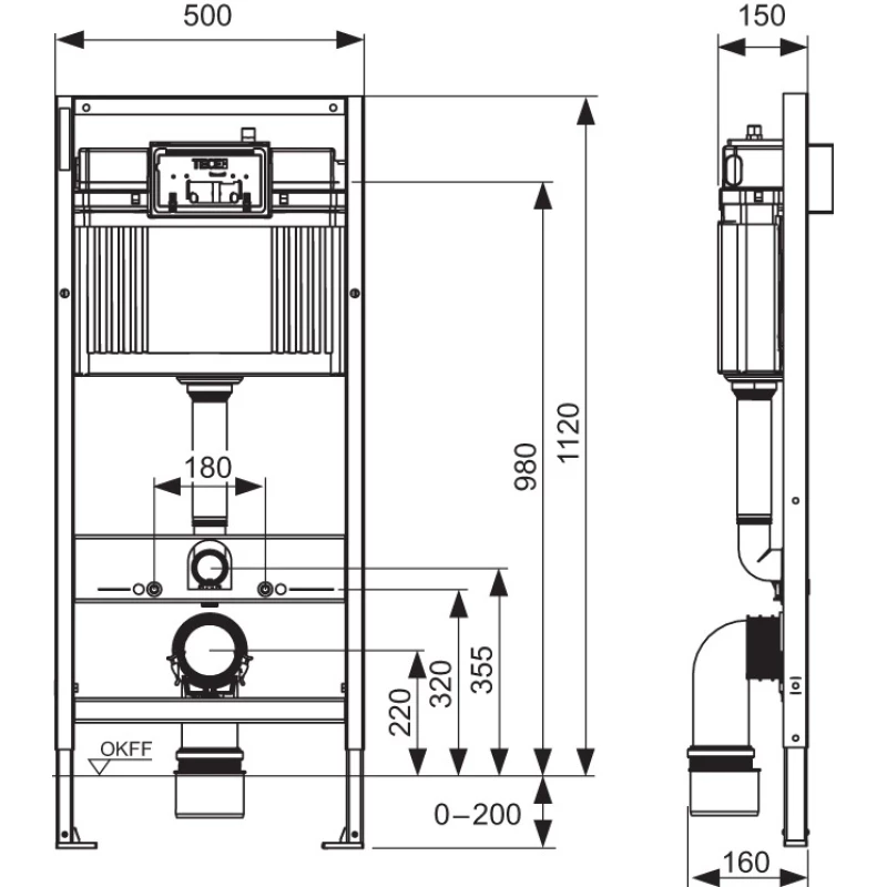 Комплект подвесной унитаз + система инсталляции Tece TECEone 9400412.WC2