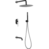 Душевой комплект Boheme Uno 464-2-BCR 300 мм, со смесителем, хром/черный матовый