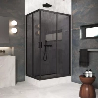 Душевой уголок Vegas Glass ZA-F Protec h1900 120*110 02M 07 120x110 см, профиль черный матовый, стекло графитовое