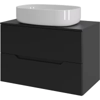 Тумба с раковиной Orange Line Li-70TubMDF+B04-600W 70,2 см, подвесная, со столешницей, черный матовый