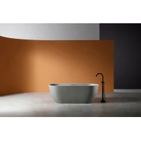 Ванна из литьевого мрамора Abber Frankfurt AM9941MLG 170x75 см, отдельностоящая, светло-серый матовый