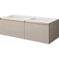 Тумба с раковиной Armadi Art Quatro Daphne 790-M2-140(70+70)-D-MG + 793-140-2-W 141 см, подвесная, бежевый матовый