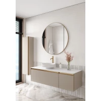 Комплект мебели Armadi Art Quatro Daphne 790-M2-140-D-MG + 792-140-W + 801-R-MW + 545-100-MG 141 см L, подвесной, со столешницей, бежевый матовый