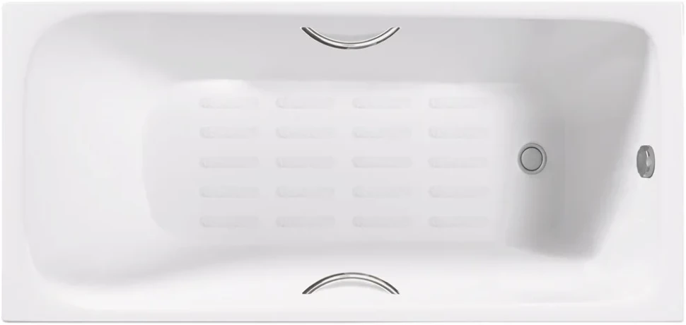Ванна чугунная Delice Continental Plus DLR230633R-AS 150x70 см, с отверстиями под ручки, антискользящим покрытием, белый