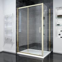 Душевой уголок Veconi Rovigo RV055G-12080-01-C8 120x80 см, профиль золотой матовый, стекло прозрачное