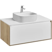 Тумба с раковиной дуб эльвезия/белый глянец 89 см Акватон Либерти 1A2799K4LY010