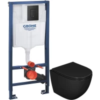 Комплект подвесной унитаз D&K Matrix DT1396025 + система инсталляции Grohe 38811kf0