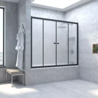 Шторка на ванну Vegas Glass Z2V NOVO 165 02M 10 165 см, профиль черный матовый, стекло сатин