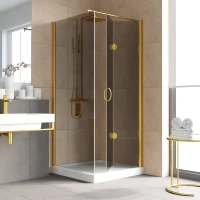 Душевой уголок Vegas Glass GPS-Fis LUX 80*80 09 07 R 80x80 см R, профиль золотой, стекло графитовое