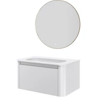 Комплект мебели Armadi Art Voi Matt White 782-080-MW + 786-080-MW без отв. + 545-80-G 82 см, подвесной, белый матовый