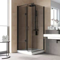 Душевой уголок Vegas Glass GPS-Fis LUX 90*80 02M 07 L 90x80 см L, профиль черный матовый, стекло графитовое