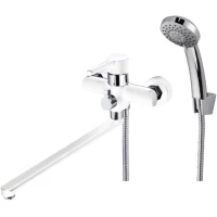 Смеситель для ванны G.Lauf ZOK7-A036PW универсальный, с душевым гарнитуром, хром/белый матовый