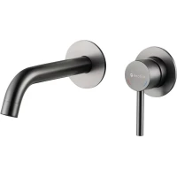 Смеситель для раковины Knotlor Eclipse SS-25/GM встраиваемый, вороненая сталь