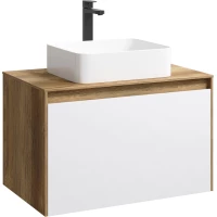 Тумба с раковиной дуб балтийский/белый глянец 80 см Aqwella 5 Stars Mobi MOB0108DB + MOB0708W + 4640021064269