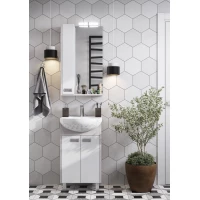 Комплект мебели белый глянец/дуб сомерсет 50,5 см Акватон Бекка 1A210801BAC20 + 1WH207781 + 1A214502BAC20