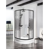 Душевой уголок с поддоном Мономах 90/180 МЗ BL 10000012466 90x90 см, профиль черный матовый, стекло интимато