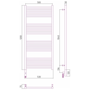 Изображение товара полотенцесушитель электрический 1200x500 мэм левый сунержа модус 3.0 00-5700-1250