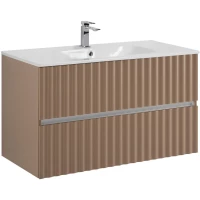 Тумба под раковину Art&Max Elegant AM-ELEGANT-1000-2C-SO-CM-LED 100 см, подвесная, с LED-подсветкой ручек, капучино матовый