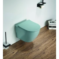 Унитаз подвесной CeramaLux 2197MLG безободковый, с сиденьем микролифт, бирюзовый матовый