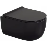 Унитаз подвесной Berges Ego 082125 безободковый, с сиденьем микролифт, черный матовый