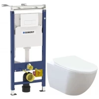Комплект подвесной унитаз Creavit Free FE320-11CB00E-0000 + KC0903.02.0000E + система инсталляции Geberit 458.125.11.1