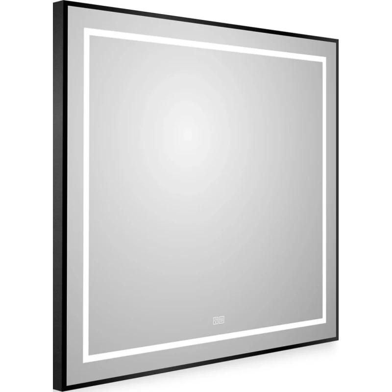 Зеркало BelBagno Kraft SPC-KRAFT-900-800-LED-TCH-WARM-NERO 90x80 см, с LED-подсветкой, сенсорным выключателем, антизапотеванием, черный