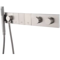 Термостат для ванны Boheme Zodiac 133-SYS-NB встраиваемый, с душевым гарнитуром, никель матовый