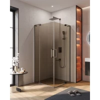Душевой уголок Cezares Slider SLIDER-A-2-90/100-BR-GM 90-100x90-100 см, профиль оружейная сталь матовый, стекло бронза