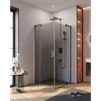 Душевой уголок Cezares Slider SLIDER-AH-2-80/90-100/110-GRIGIO-GM 100-110x80-90 см, профиль оружейная сталь матовый, стекло графитовое