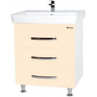 Тумба с раковиной бежевый глянец/белый глянец 70 см Bellezza Рокко 4635311660078 + 4620000148555