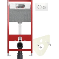 Инсталляция для унитаза Tece TECEloop 9300302 + 9200010 + 9380014 + 9240627 с кнопкой смыва, белый/хром