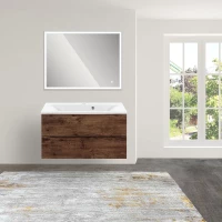 Комплект мебели темное дерево 90 см Vincea Mia VMC-2MA900RW + VCB-3M900W + VLM-3VN900