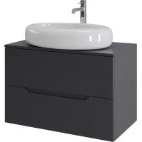 Тумба с раковиной Orange Line Li-80TugMDF+B08-640W 80,2 см, подвесная, со столешницей, графит матовый