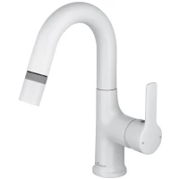 Смеситель для раковины Wonzon & Woghand WW-FE01L212-MW с выдвижным изливом, белый матовый