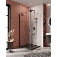 Душевой уголок Cezares Liner LINER-A-1-90-C-NERO-L 90x90 см L, профиль черный матовый, стекло прозрачное