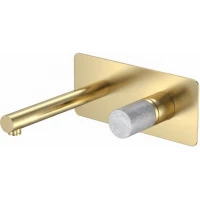Смеситель для раковины Boheme Stick Mramor Grey 125-MG-MR-GR встраиваемый, золотой матовый/серый мрамор